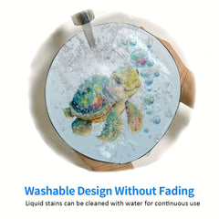 Sea Turtle Bubbles Mouse Pad Non Slip Rubber Base Round Mouse Mat L