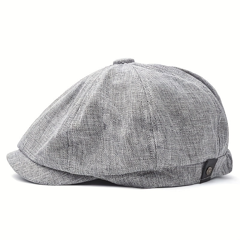 Linen Adjustable Newsboy Cap for Men's Dad Spring Autumn