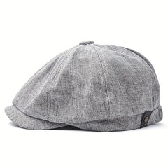 Linen Adjustable Newsboy Cap for Men's Dad Spring Autumn
