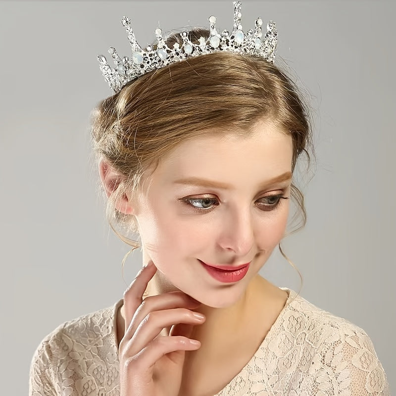 Baroque Wedding Crown Tiara Queen Flower Headpiece Halloween Prom Hair Accessory