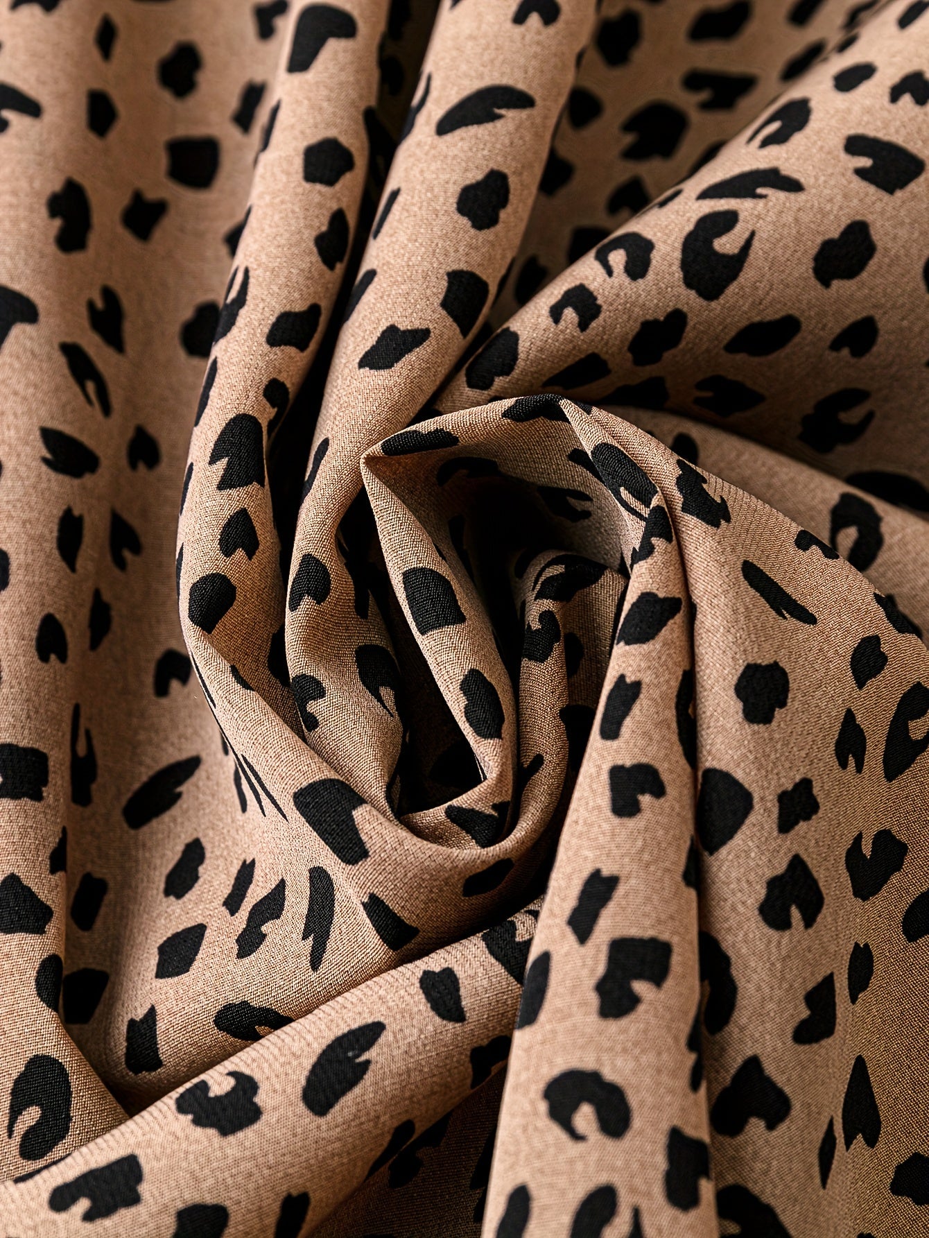 Leopard Print Long Sleeve Round Neck Dress