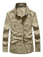 Men's Camo Pattern Button Up Long Sleeve Shirt