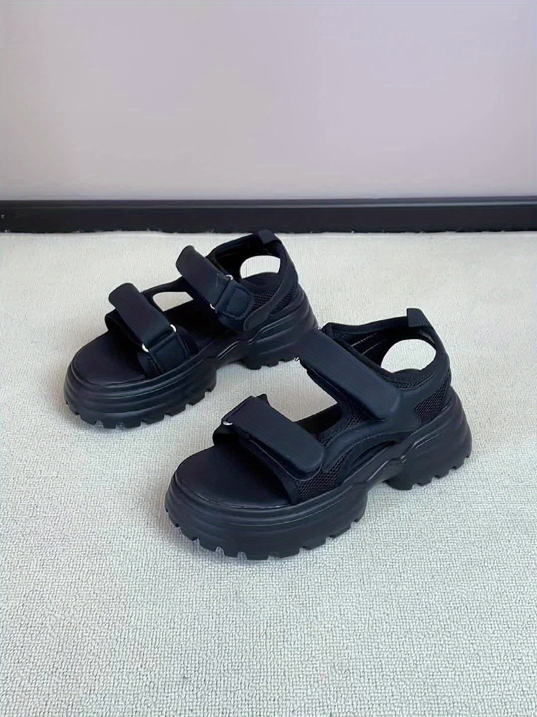 Women's Solid Heighten Sports Sandals Hook & Loop Fastener Slippers