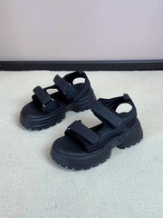 Women's Solid Heighten Sports Sandals Hook & Loop Fastener Slippers