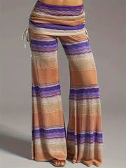 Solid Draped V Neck Tank Top & Colorblock Stripe Pants Outfits