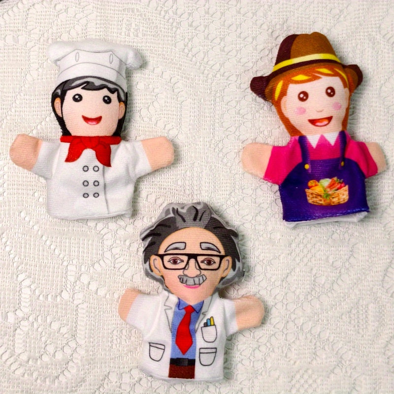 3pcs Finger Puppets Chef Nurse Police Farmer Chef Scientist Role Playing Toys