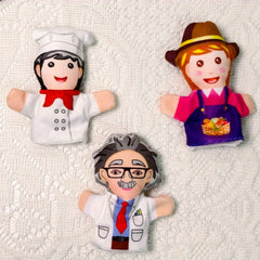 3pcs Finger Puppets Chef Nurse Police Farmer Chef Scientist Role Playing Toys