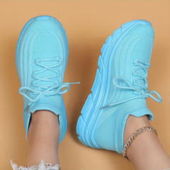 Lace Up Mesh Breathable Running Shoes Soft Comfortable Shock Absorption