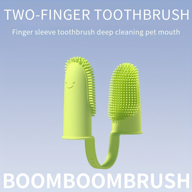 Pet Toothbrush Finger Cover Double Finger Dog Toothbrush Soft Bristle