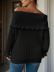 Casual Sweater Women's Solid Off Shoulder Layered Jum