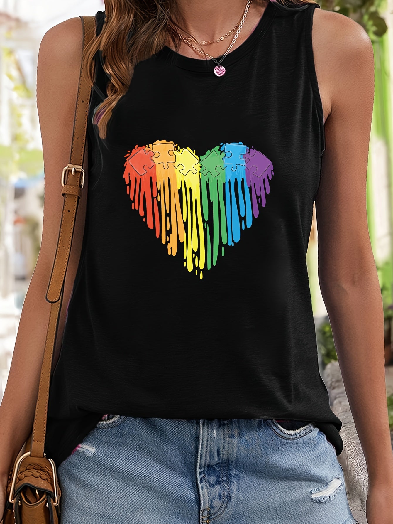 Heart Pattern Stretchy Sports Vest Sleeveless Top