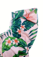 Baby Girls Leaf Graphic Print One Piece Swimsuit