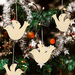 10Pcs Christmas Bird Wooden Cutouts DIY Craft Slices Shapes Gift Tags