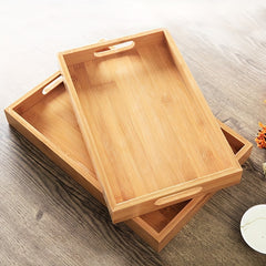 Bamboo Serving Trays Plates Food Trays With Handles Organizer