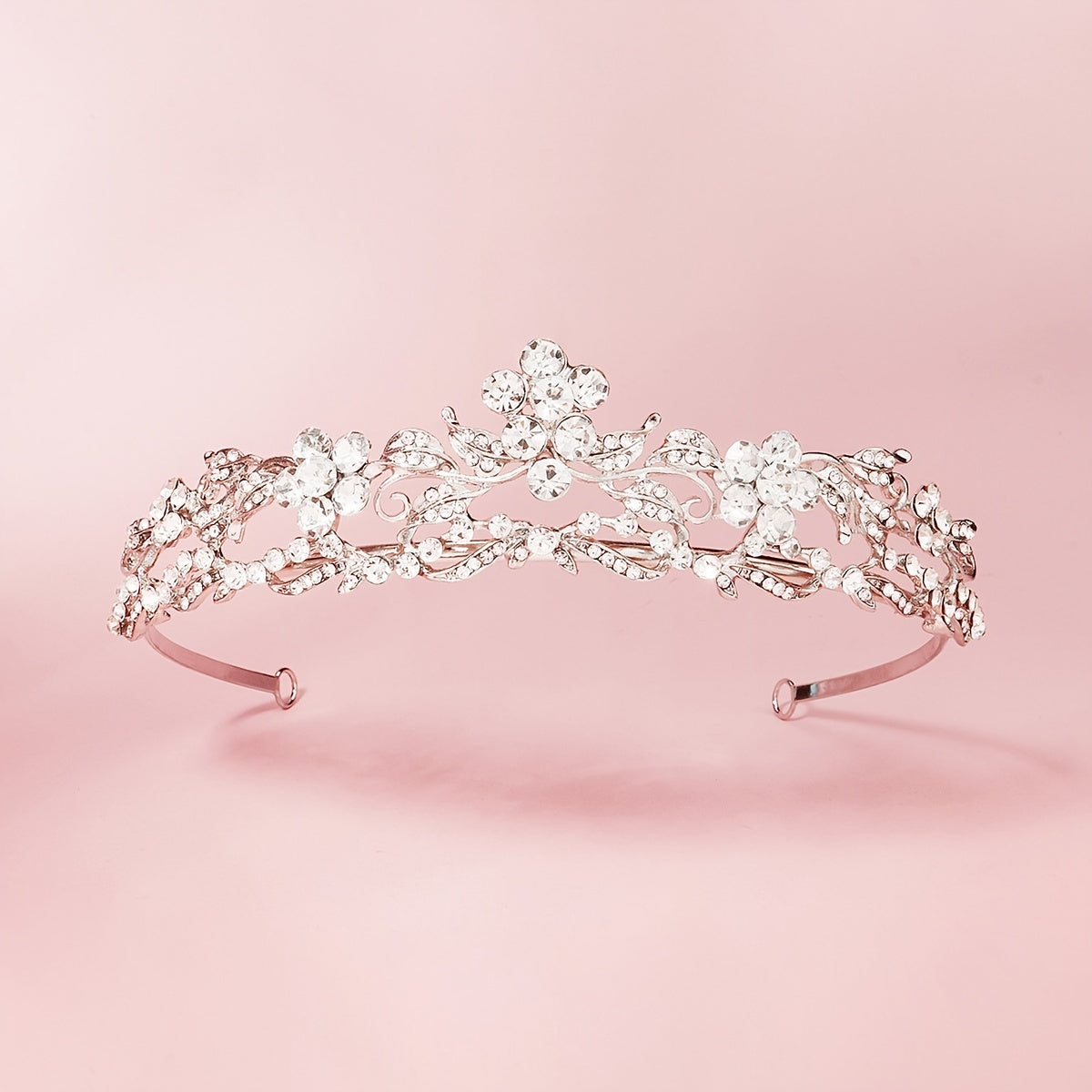 Silver Flower Queen Crowns Crystal Tiara