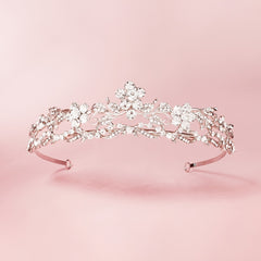 Silver Flower Queen Crowns Crystal Tiara