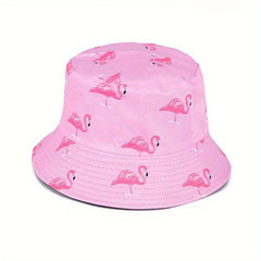 Foldable Flamingo Print Bucket Hat Lightweight Fisherman Cap for Women