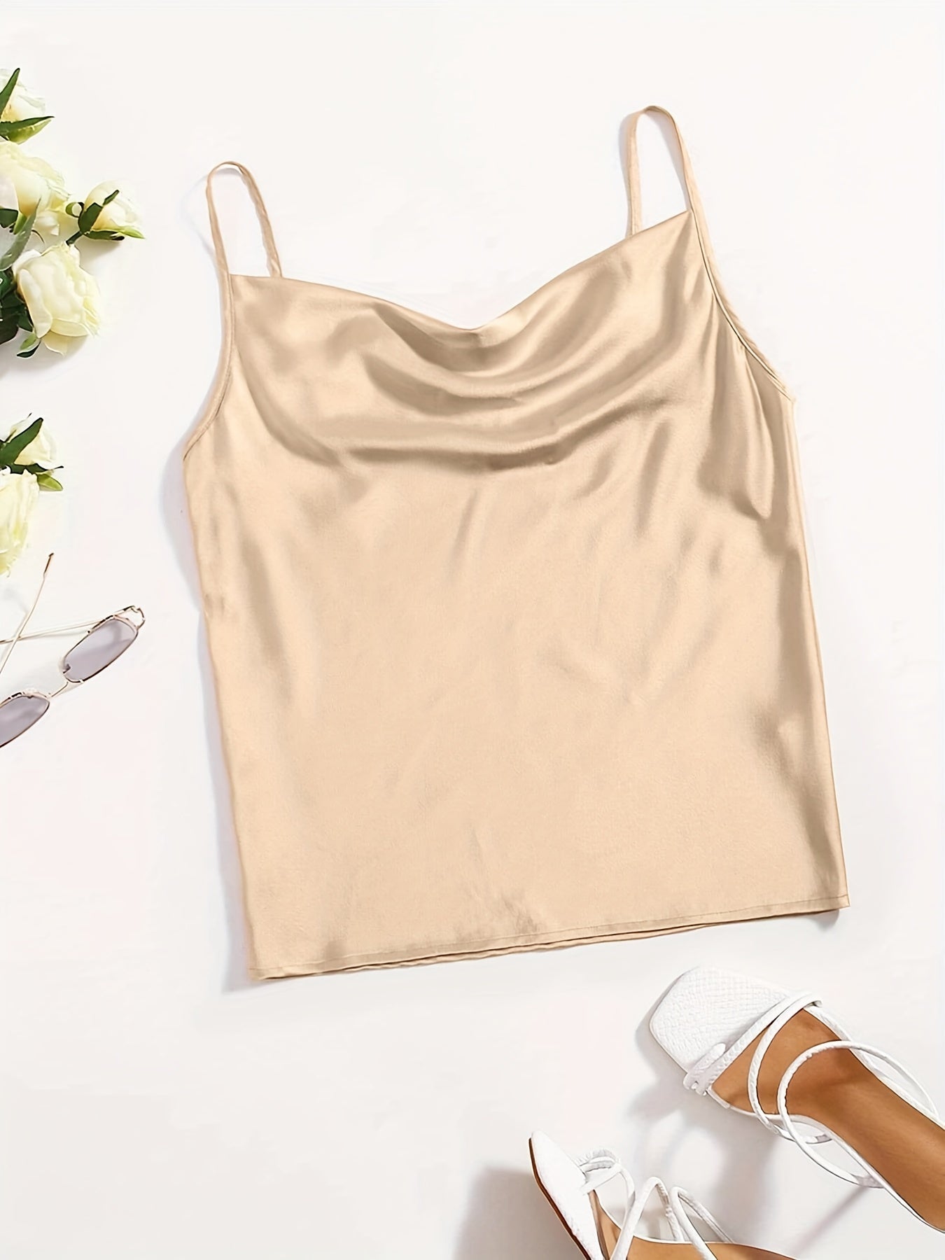 Solid Cowl Neck Cami Top for Club & Party