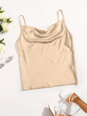 Solid Cowl Neck Cami Top for Club & Party