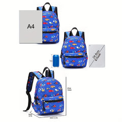 Children's Backpack Cartoon Vehicle Truck Print Kindergarten School Bag