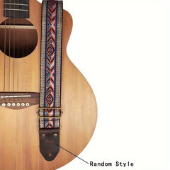 Adjustable Guitar Strap with Embroidered Design