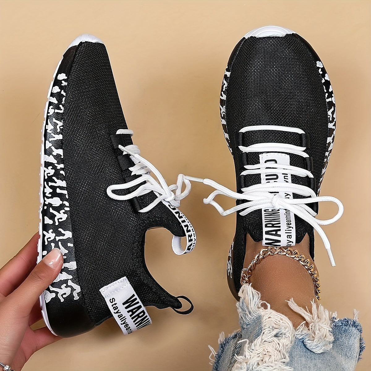 Women's Running Shoes Flying Woven Comfort Athletic Shoes Lace Up