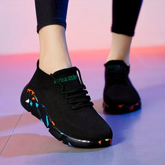 Women's Camo Knit Sneakers Low Top Lace Up Casual Shoes