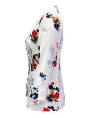 Floral Print Button Front Blazer for Office & Work Women's Clothing