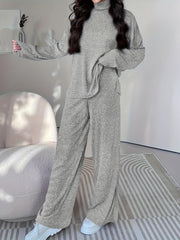 Ribbed High Neck Top & Pants Set