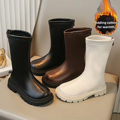 JIAGEYA Girl's High Top Warm Plush Boots Non Slip Shoes