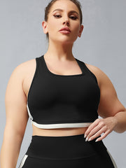 Plus Size Sports Bra Women's Plus Contrast Binding Racer Back Wireless Soft Fit