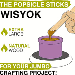 100pcs Jumbo Wooden Craft Sticks 15 24cm, Ice Pop Sticks for DIY
