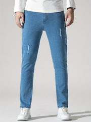 Men's Distressed Slim Fit Ripped Jeans