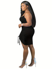 Sexy Drawstring Square Neck Cocktail Cami Dress