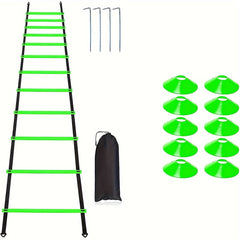 Adjustable Agility Ladder Set with Disc Cones & Steel Stakes