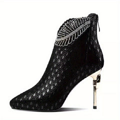 Women's Stiletto Heeled Boots Pointed Toe Back Zipper Pumps
