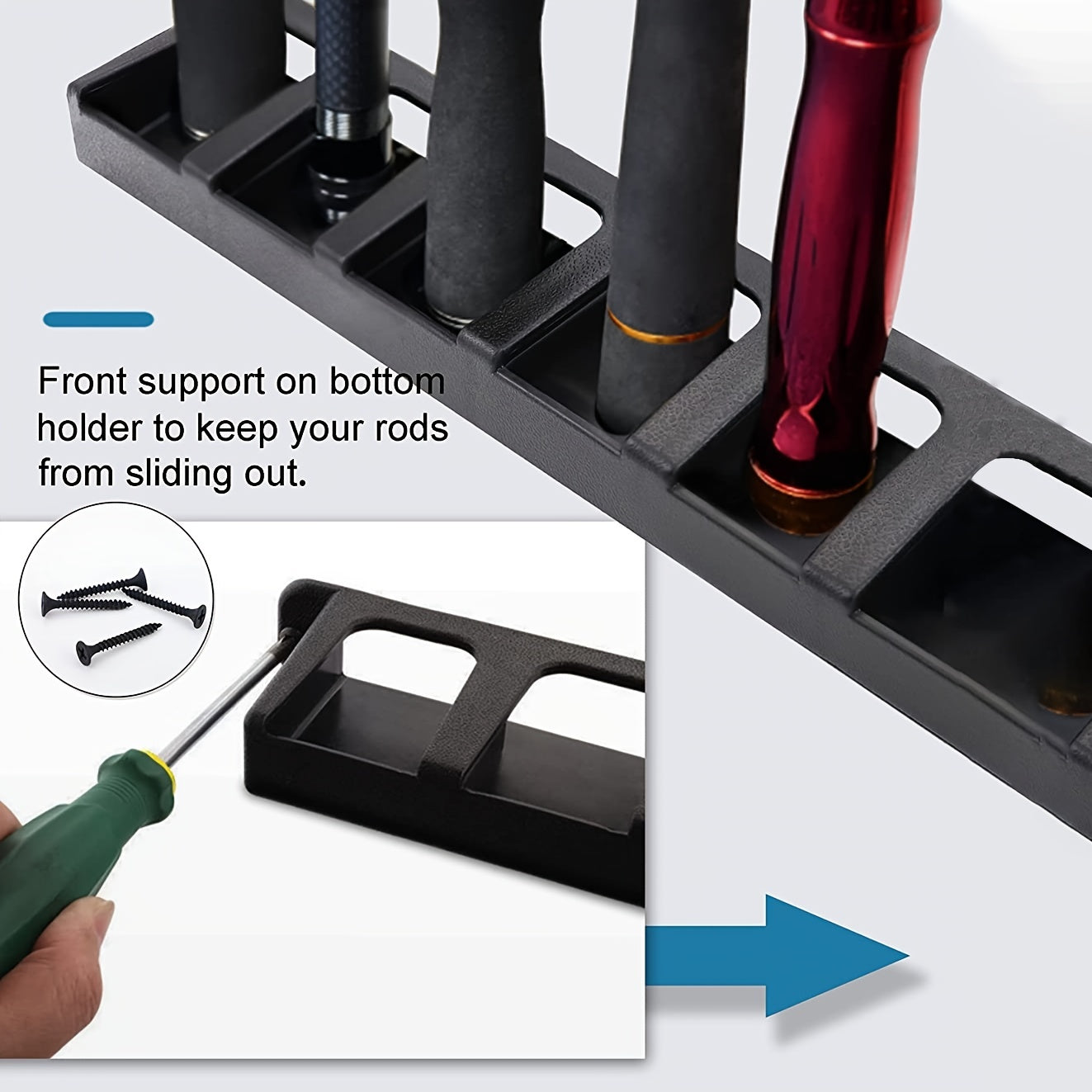 6 Hole Wall Mounted Fishing Rod Rack - Organize & Display Your Poles