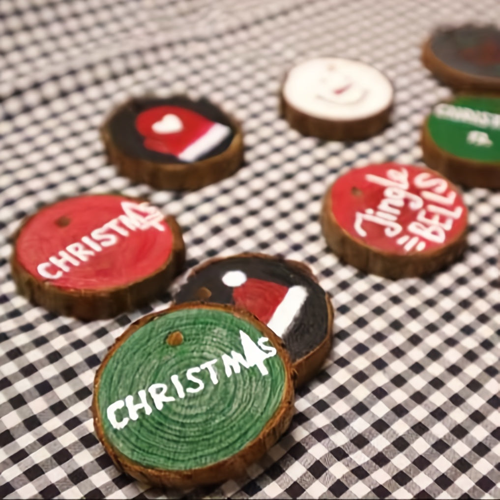 5pcs Wood Slices Craft Kit Circles Christmas Ornaments Wedding DIY Crafts