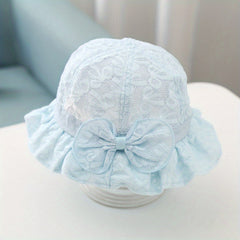 Baby Girls Lace Bow Sun Hat Breathable Princess Cap Outdoor Summer