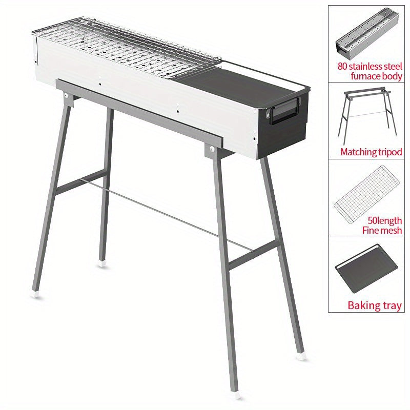 Portable Charcoal Grill 36x20 32 cm Outdoor Barbecue Skewers