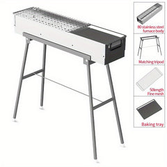 Portable Charcoal Grill 36x20 32 cm Outdoor Barbecue Skewers