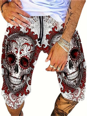 Men's Floral Skull Graphic Shorts Comfortable and Stylish Summer Wear
