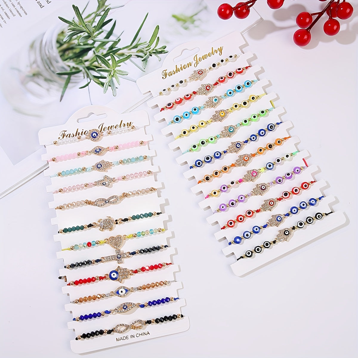 24pcs Girls Evil Eye Adjustable Bracelet Jewelry Accessories For Gift Party