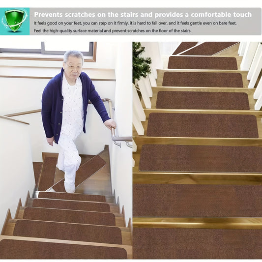 15pcs Non Slip Stair Rugs Adhesive Soft Washable Stair Carpet Runner Hall Living