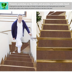 15pcs Non Slip Stair Rugs Adhesive Soft Washable Stair Carpet Runner Hall Living