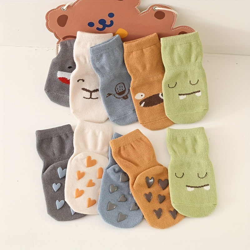 5 Pairs Baby Cotton Blend Animal Cartoon Crew Socks