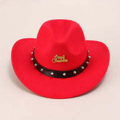 Vintage Western Cowboy Woolen Hat British Belt Jazz Top Hat