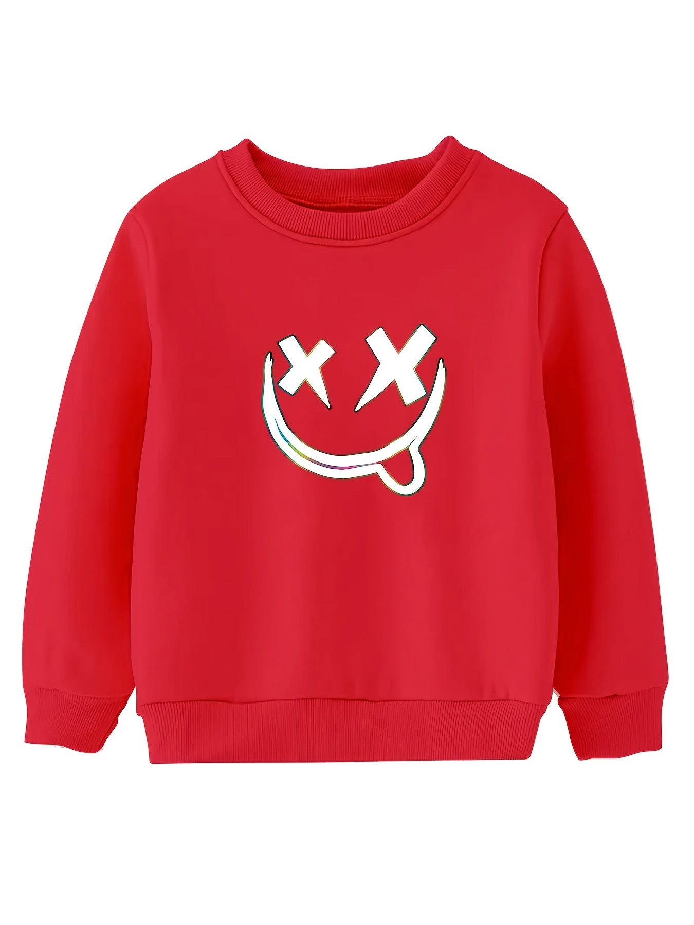 Fancy Smile Face Print Boys Long Sleeve Sweatshirt