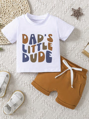 Boys Letter Print T-Shirt & Shorts Set