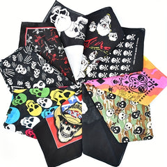Skull Pattern Square Headscarf for Hip Hop Outdoor Sports